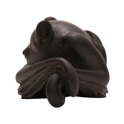 Lot 55 - A fine Japanese ebony netsuke of a bat by Tadatoshi (circa 1770-1840), Nagoya, Edo period