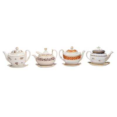 Lot 55 - A group of Worcester teapots and stands, 1792-1814
