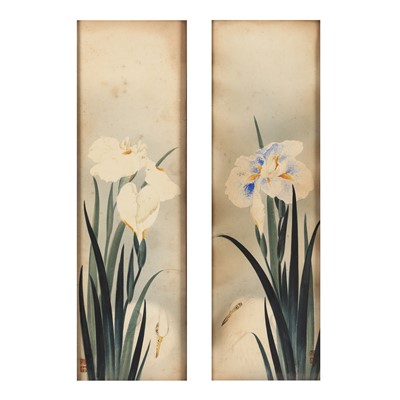 Lot 104 - Two Japanese 'bird and blossoms' paintings, 19th century