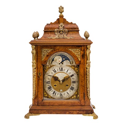 Lot 230 - John Taylor of London, a burr walnut bracket clock of George II design
