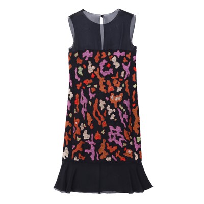 Lot 212 - Chanel Black Wool Embroidered Cocktail Dress - Size 38