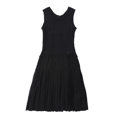 Lot 211 - Chanel Black Silk Pleat Sleeveless Dress