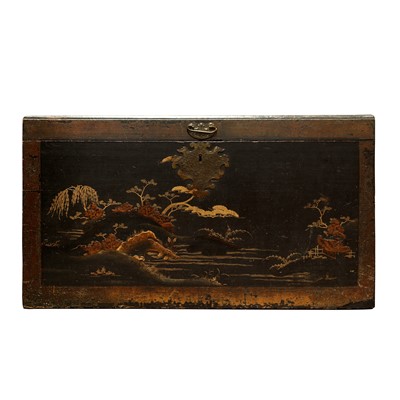 Lot 37 - A Japanese export black lacquer box, Edo period, 18th century
