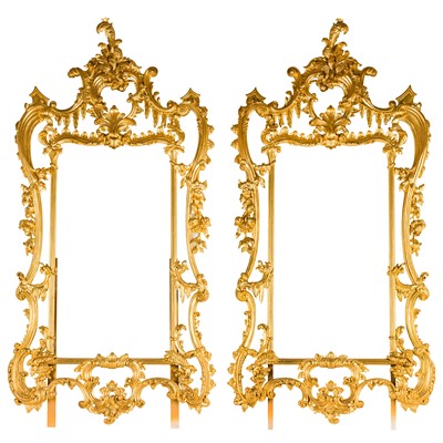 Lot 313 - A pair of Chippendale Chinese style carved and pierced pier mirrors