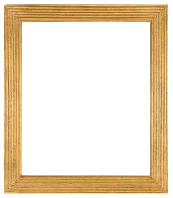 Lot 276 - 19th Century-style flat profile carved and gilded reeded frame