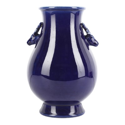 Lot 308 - A Chinese monochrome blue-glazed 'hu' vase, 20th century