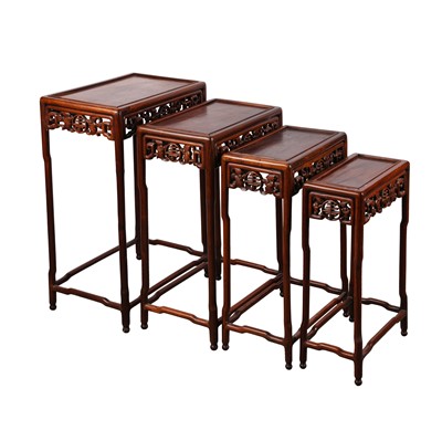 Lot 131 - A quartetto nest of Chinese hardwood tables, early to mid-20th century