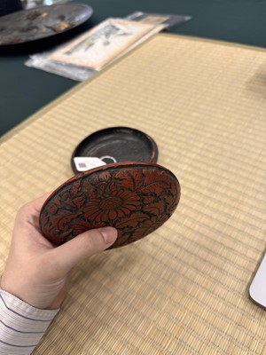 Lot 71 - A rare Chinese cinnabar lacquer 'chrysanthemum' box and cover, Ming dynasty