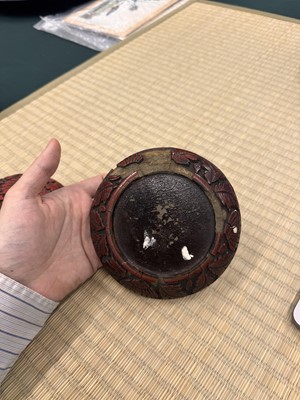 Lot 71 - A rare Chinese cinnabar lacquer 'chrysanthemum' box and cover, Ming dynasty