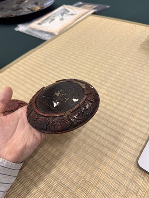 Lot 71 - A rare Chinese cinnabar lacquer 'chrysanthemum' box and cover, Ming dynasty