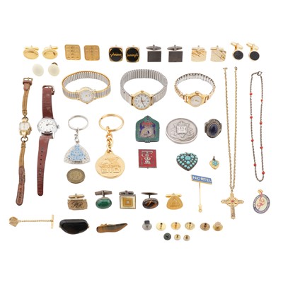 Lot 383 - A collection of silver, costume jewellery, and watches