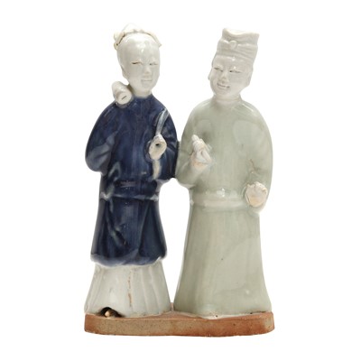 Lot 191 - A Chinese glazed biscuit figure group, Qing dynasty, Qianlong period