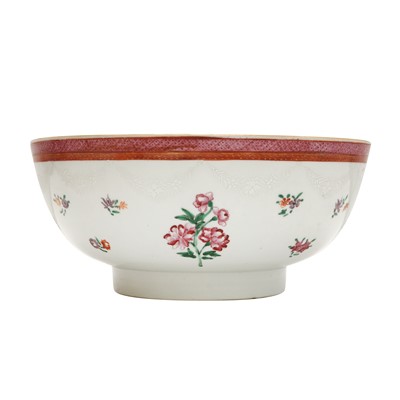 Lot 212 - A large Chinese famille-rose 'floral' punchbowl, Qing dynasty, Qianlong period