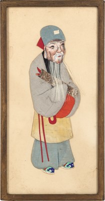 Lot 175 - A Chinese framed silk 'scholar' panel, 19th century