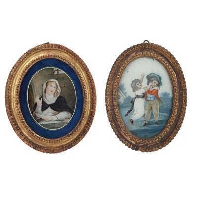 Lot 174 - Two Chinese reverse-glass "European subject' paintings, 19th century