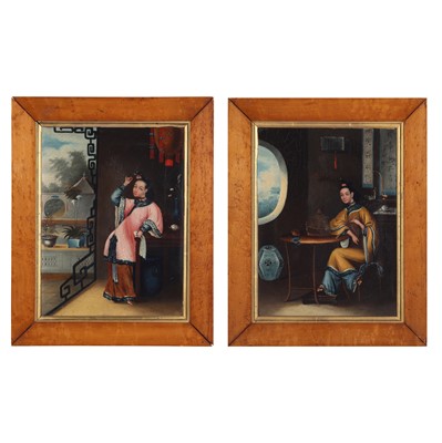 Lot 164 - Two fine Chinese export 'beauty' paintings, studio of Lamqua (active 1825-1860), 19th century