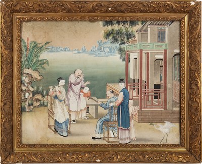 Lot 172 - A Chinese framed wallpaper fragment, Qing dynasty, 19th century