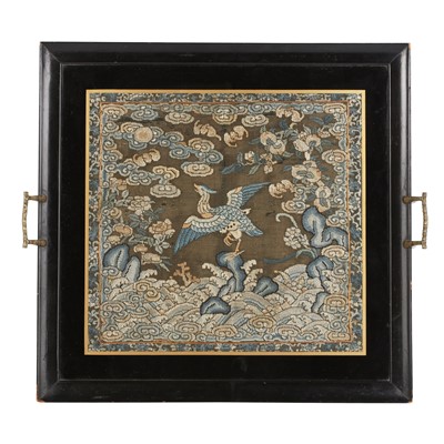 Lot 393 - A Chinese silk embroidered rank badge, buzi, Qing dynasty