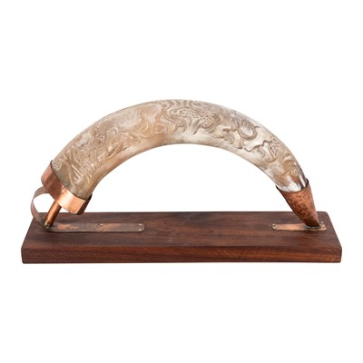 Lot 161 - A carved water buffalo horn on stand