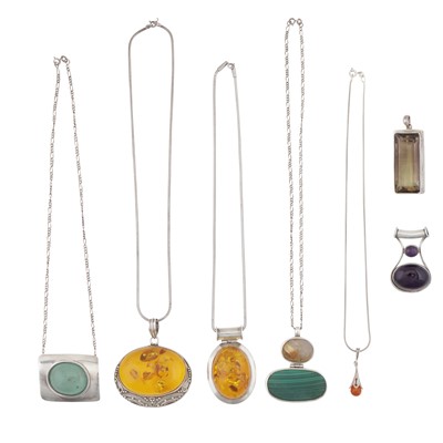 Lot 343 - Five necklaces and two pendants