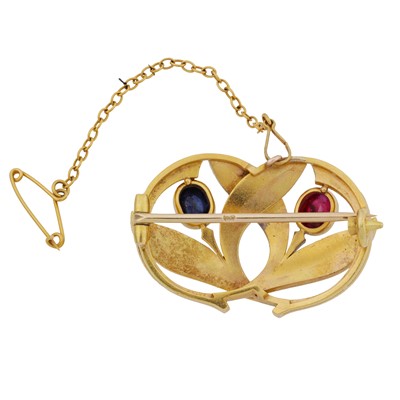 Lot 153 - Frederic Koechly Ι A diamond, ruby and sapphire brooch, circa 1890