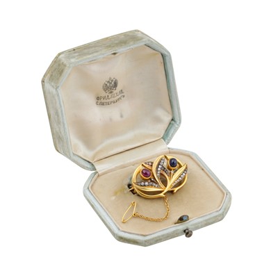 Lot 153 - Frederic Koechly Ι A diamond, ruby and sapphire brooch, circa 1890
