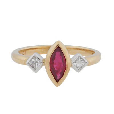 Lot 156 - A ruby and diamond three-stone ring