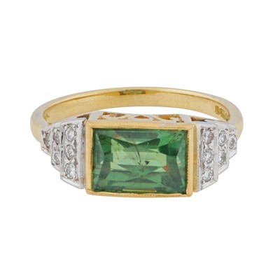 Lot 113 - A demantoid garnet and diamond ring, circa 1996