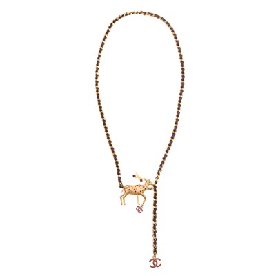 Lot 24 - Chanel Purple Chain CC Reindeer Necklace