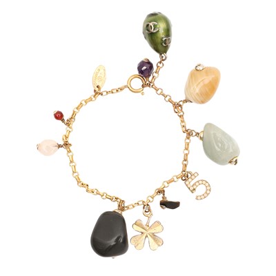 Lot 77 - Chanel CC Semi Precious Stone Charm Bracelet