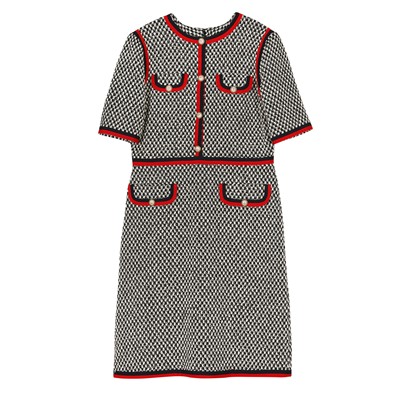 Lot 177 - Gucci Monochrome Boucle Web Trim Dress