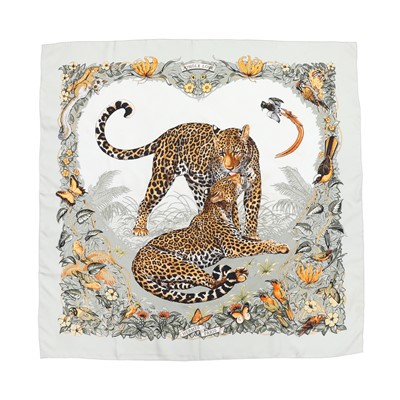 Lot 437 - Hermes 'Jungle Love' Silk Scarf 90