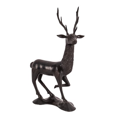 Lot 293 - A Japanese bronze figure of a stag, 19th / 20th century