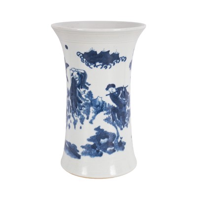 Lot 304 - A Chinese blue and white brush pot, 20th century