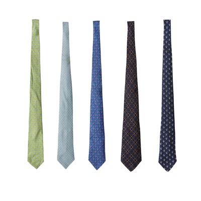 Lot 430 - Hermes Five Mixed Silk Ties