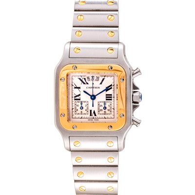 Lot 18 - Cartier 'Santos Galbee' Chronograph Bracelet Watch