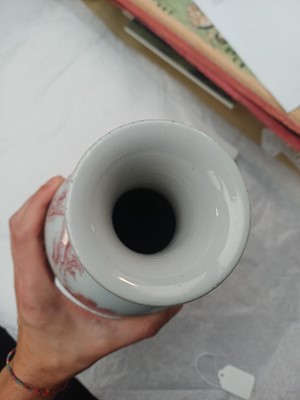 Lot 515 - A Chinese underglaze copper-red 'figurative landscape' vase, 19th/20th century