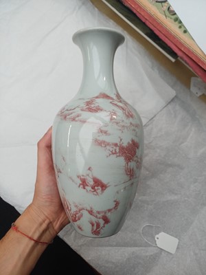 Lot 515 - A Chinese underglaze copper-red 'figurative landscape' vase, 19th/20th century