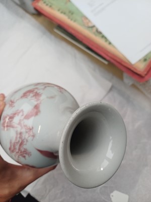 Lot 515 - A Chinese underglaze copper-red 'figurative landscape' vase, 19th/20th century