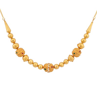 Lot 392 - A bead and enamel necklace