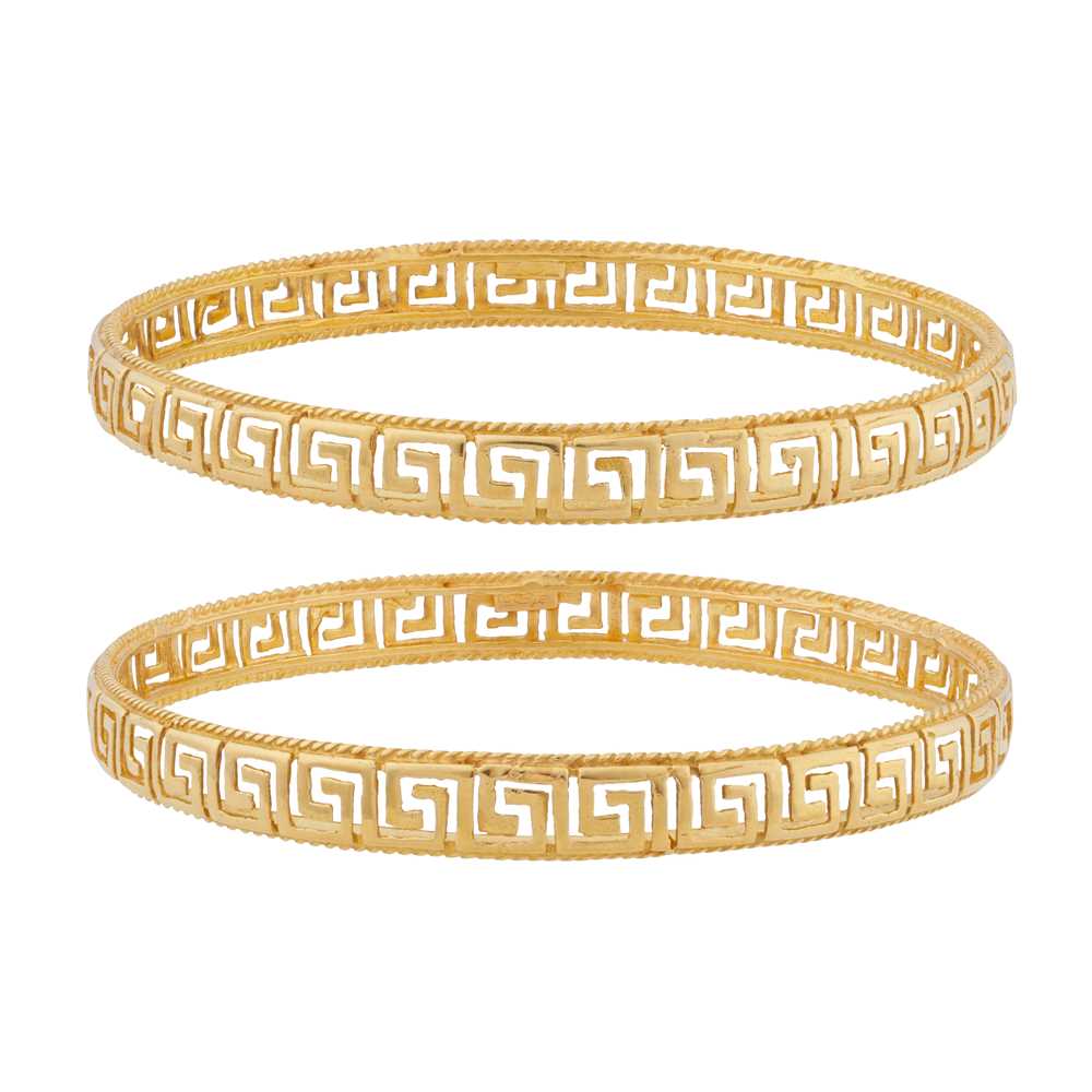 Greek Design Bangles Lot 397 - A pair of Greek motifs bangles