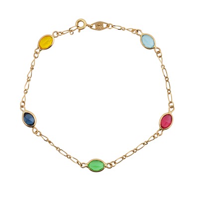 Lot 192 - A multi paste set bracelet