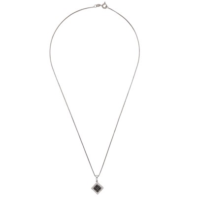 Lot 418 - A black and white diamond pendant necklace