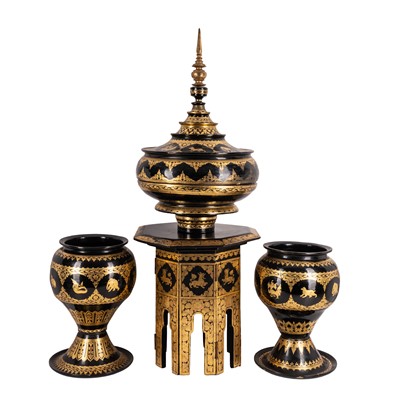 Lot 287 - A group of Burmese lacquer wares, 20th century