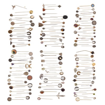 Lot 269 - A large collection of stick pins including a possible Berlin ironwork stickpin