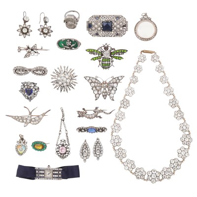 Lot 105 - A collection of paste jewellery and a watch