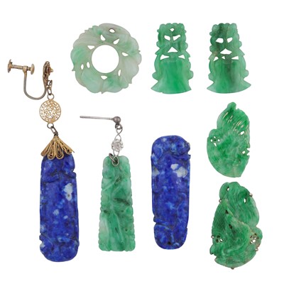Lot 92 - A collection of jadeite and lapis lazuli carvings