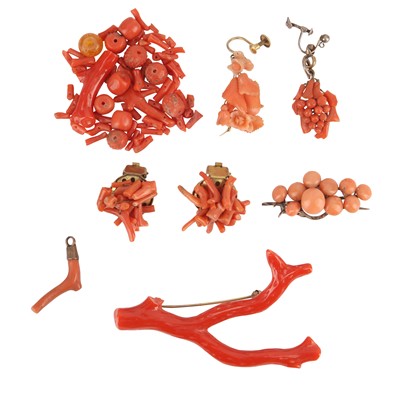 Lot 332 - A group of coral jewellery and beads