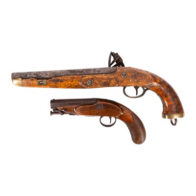 Lot 83 - A Belgian 16-bore flintlock holster pistol