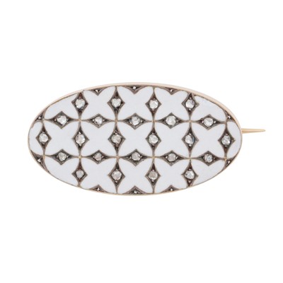 Lot 35 - An enamel and diamond brooch